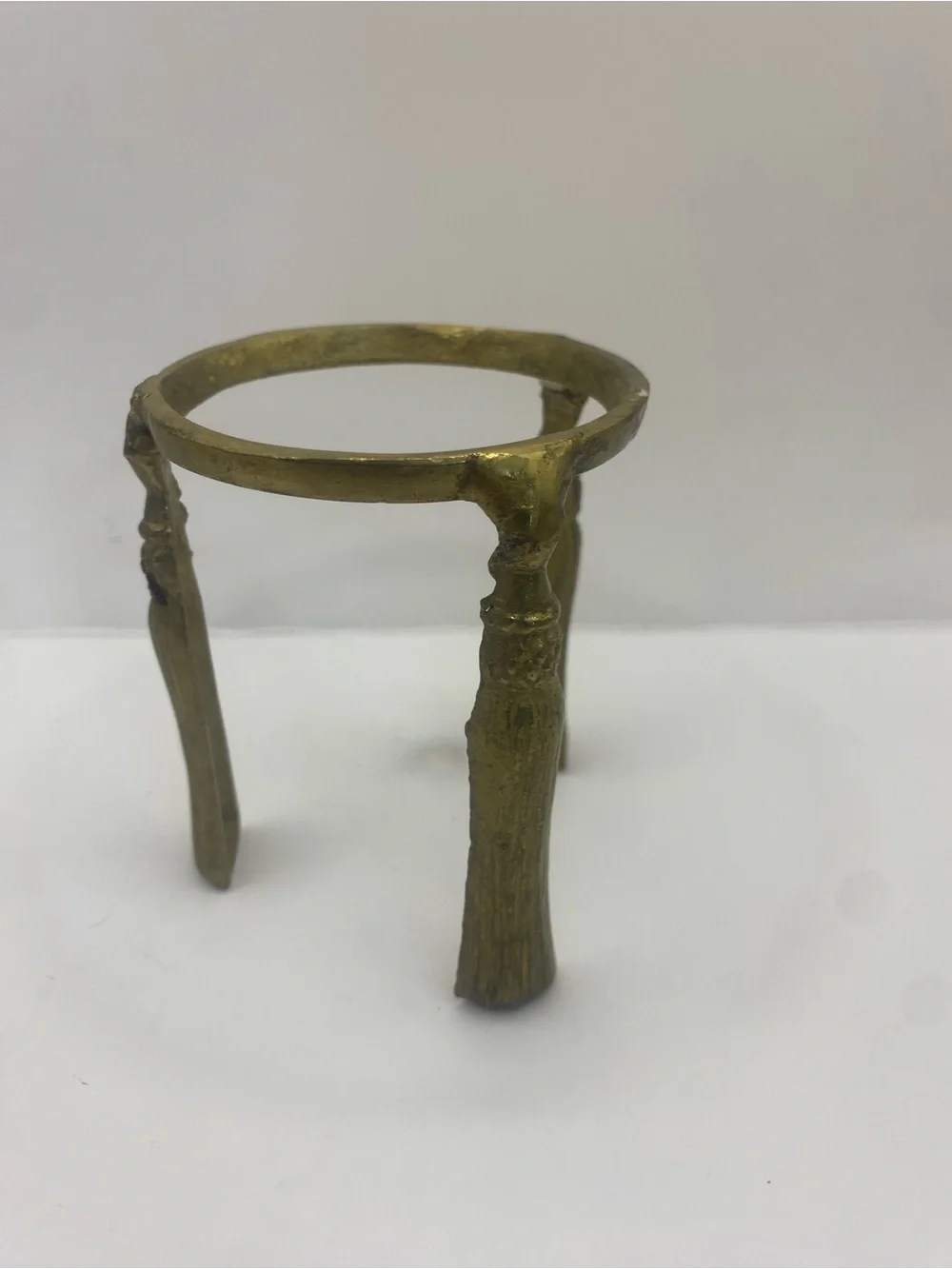 Glass Tealight With Decorative Tassel Detail Brass Stand 4” Height